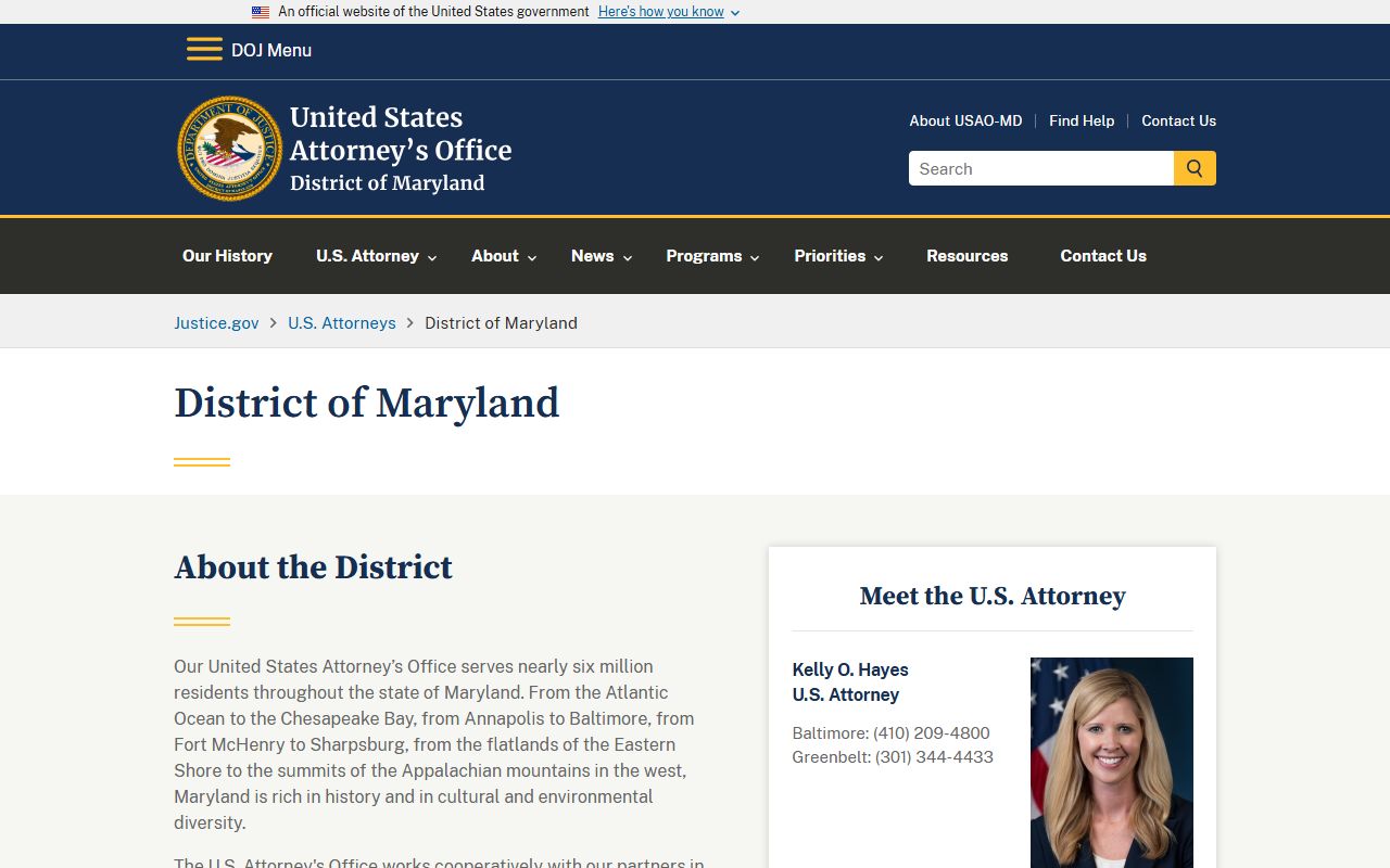 Worcester County criminal court records U.S. Attorney's Office for the District of Maryland