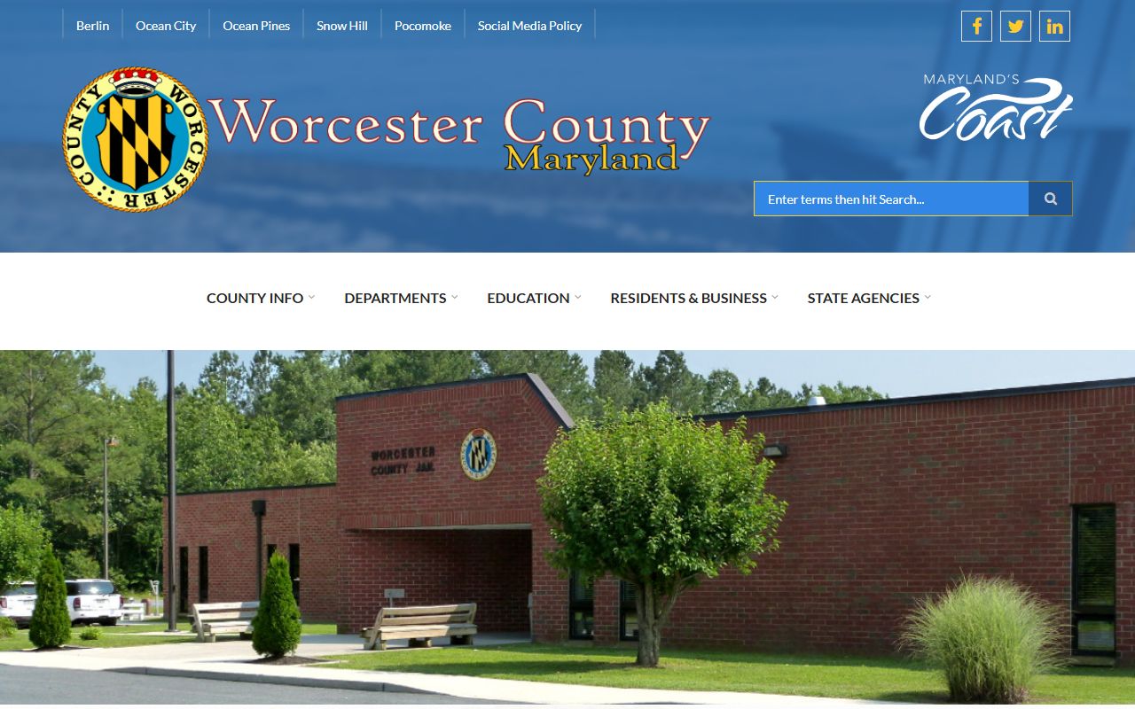 Worcester County inmate records jail page