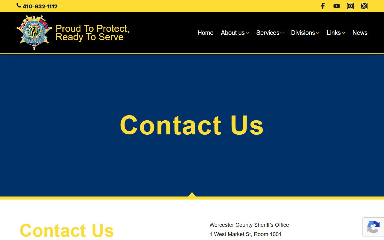 Worcester County warrant records sheriff contact page