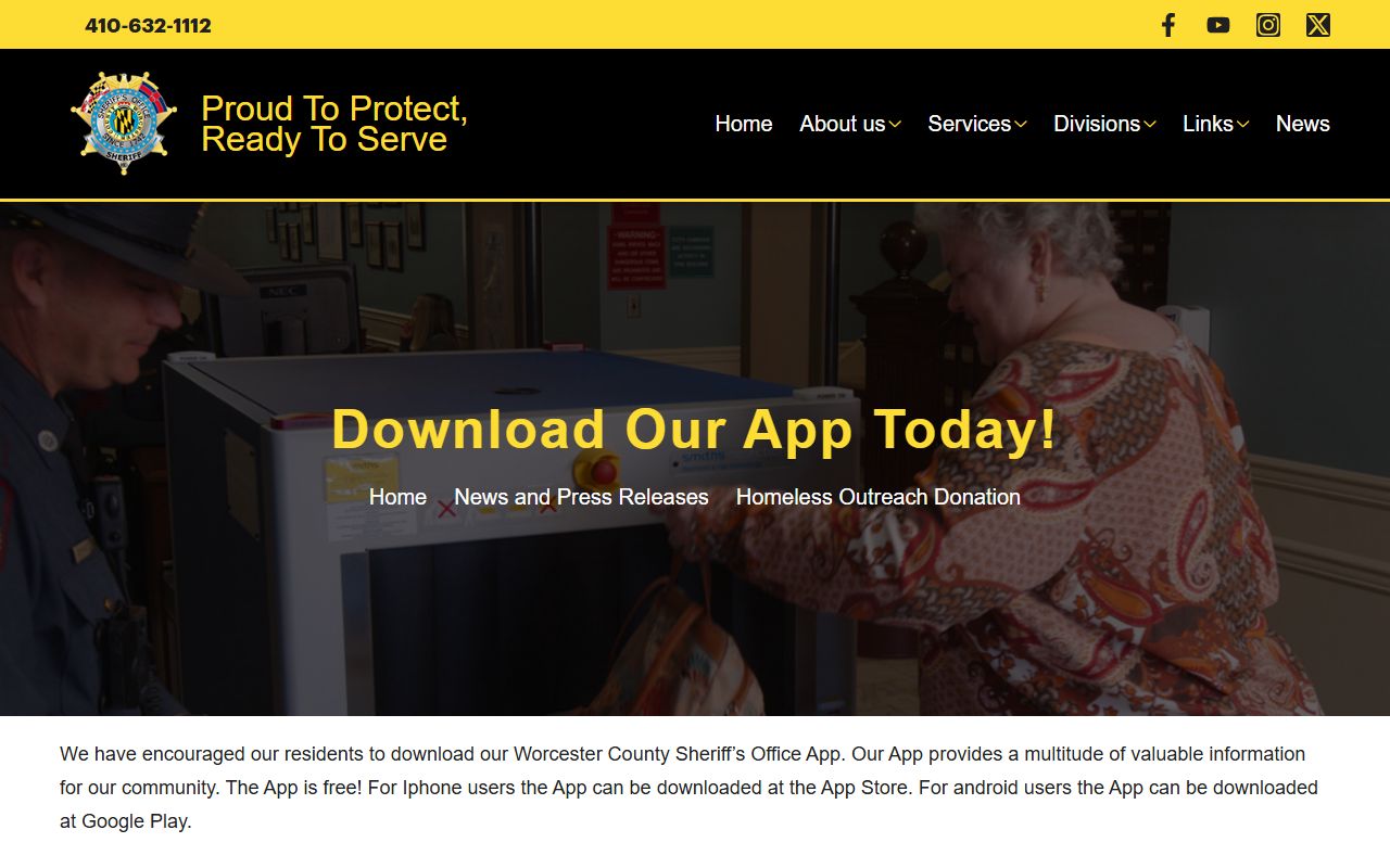 Worcester County warrant records sheriff app Safe Schools TIPS